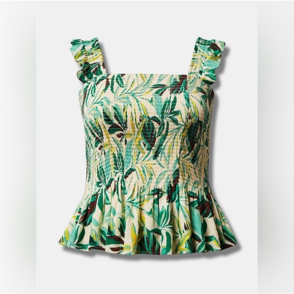 NWT TORRID Peplum Washable Crinkle Gauze Smocked Tank Top